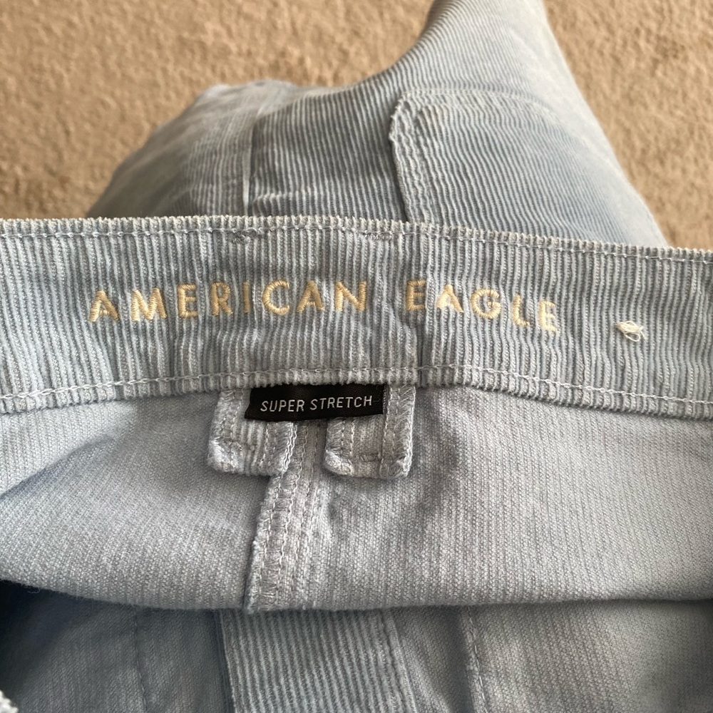 American Eagle Lt blue corduroy front button mini skirt pockets Sz 2 - Picture 5 of 8